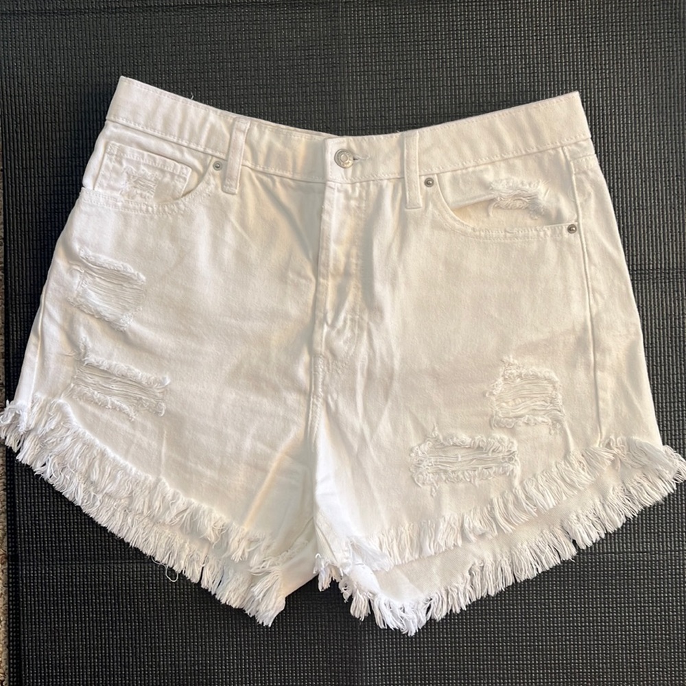 White jean shorts